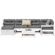 Set Divani da Giardino 7 pz Bianco in Legno Massello di Pino