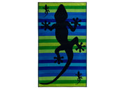 Telo Mare Jacquard Spugna Asciugamano Spiaggia Disegno Geko Stripe - Telo Mare - Verde