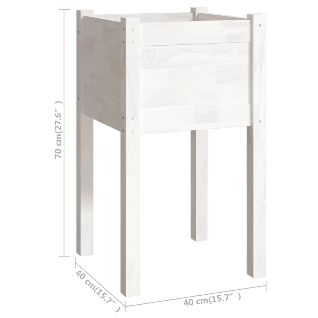 Fioriera da Giardino-Vaso da Esterno Bianca 40x40x70 cm Legno Massello di Pino