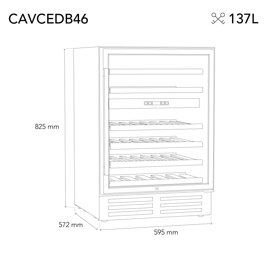Cantinetta Vino CAVCEDB46 46 Bottiglie Dual Zone da incasso Nera