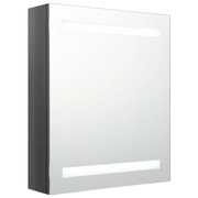 Armadietto Bagno | Armadio da bagno con Specchio e LED Grigio Lucido 50x14x60 cm