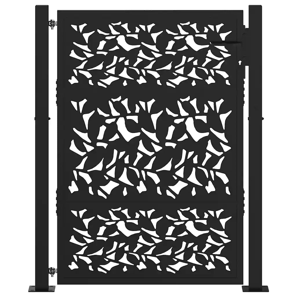 Cancello da giardino nero 100x125 cm in acciaio con design a foglia 4100960