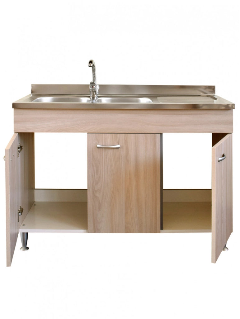 Mobile cucina due ante con lavello inox sx finitura olmo 120x50xH81cm Potres Sabin