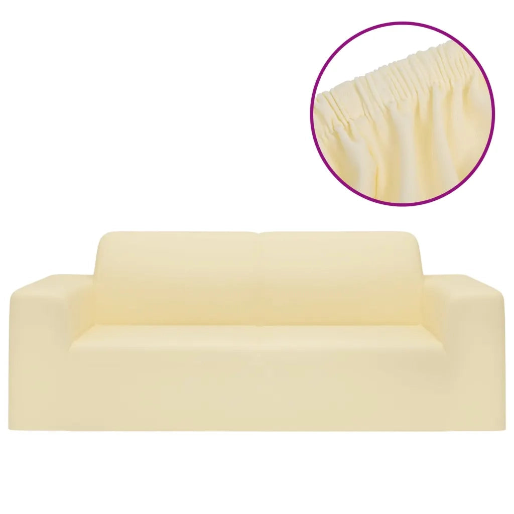 Fodera Elasticizzata Divano 2 Posti in Jersey Poliestere Crema CFW5878268