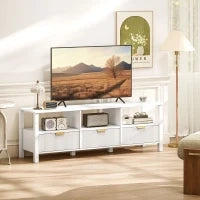 Mobile TV con 3 cassetti e 3 ripiani aperti, 152x39,5x50cm, Bianco
