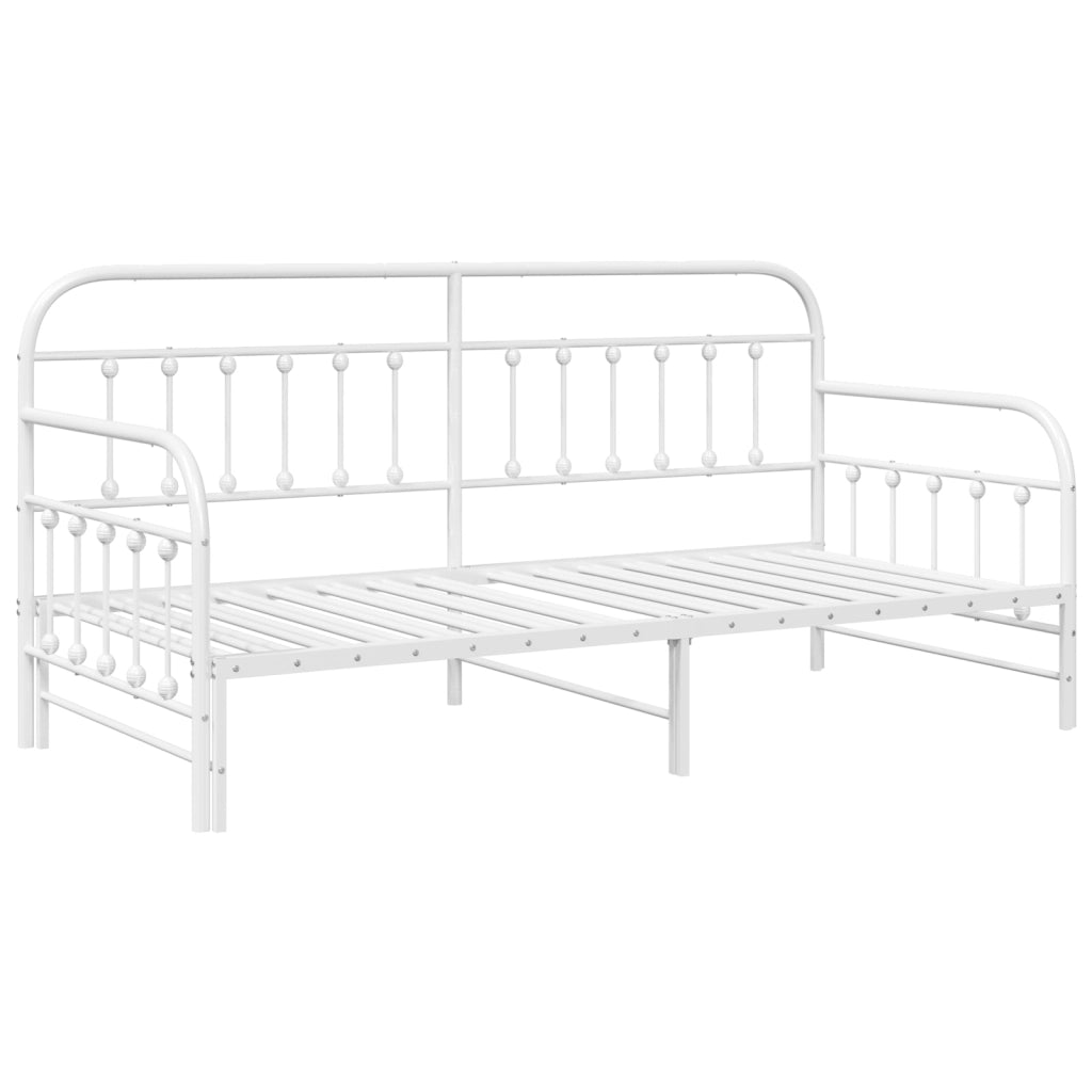 Struttura Letto Daybed con Letto Estraibile Bianco 107x203 cm in Acciaio