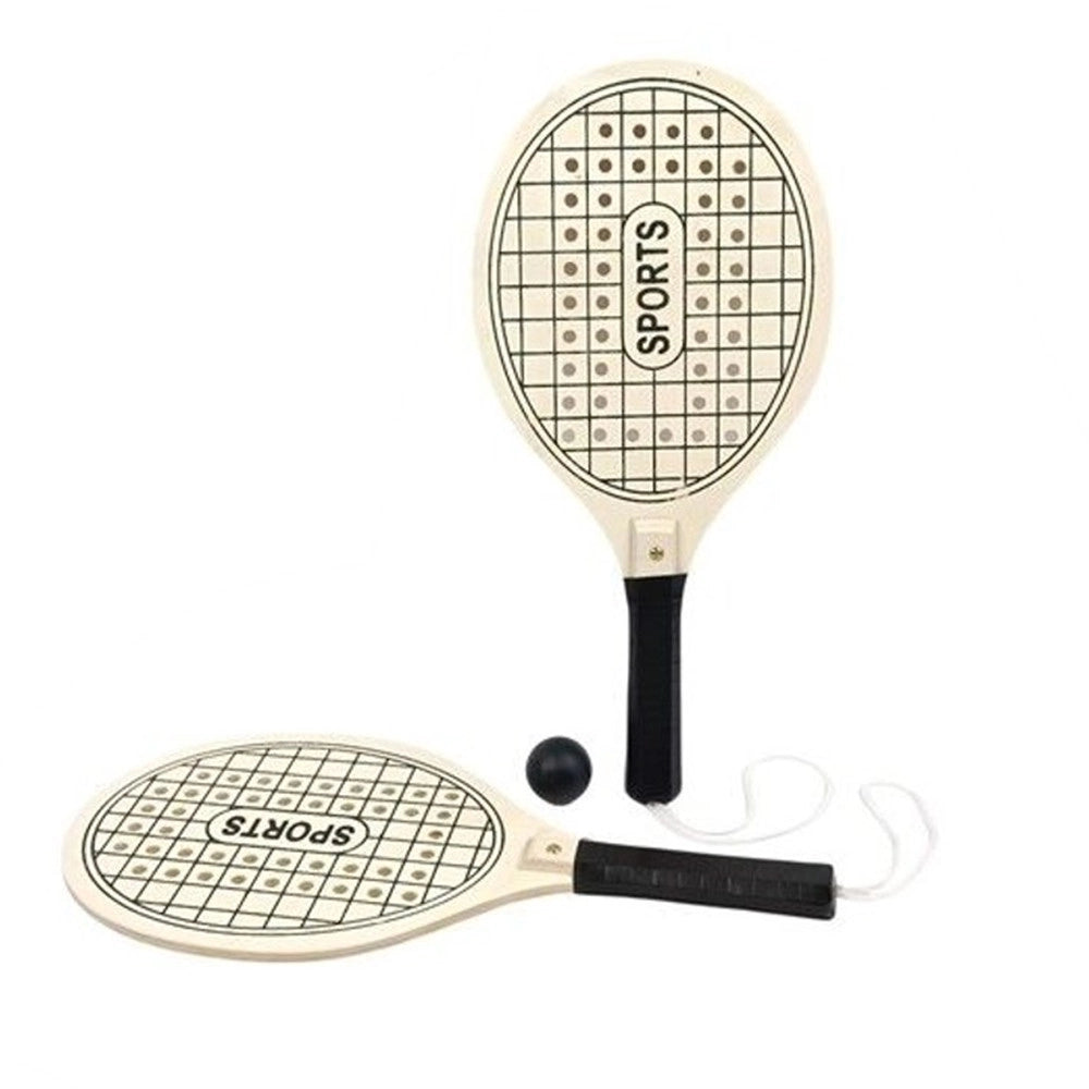 Trade Shop - Coppia Racchettoni Spiaggia In Legno Con Pallina Beach Tennis Padel Piscina Giardino 638880a -