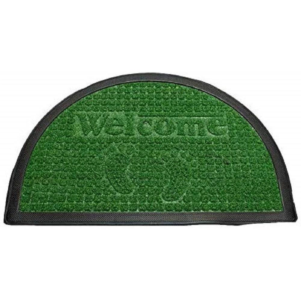 Trade Shop - Zerbino Tappeto In Gomma Mezza Luna Scritta Welcome 60x40cm Antiscivolo Ingresso -