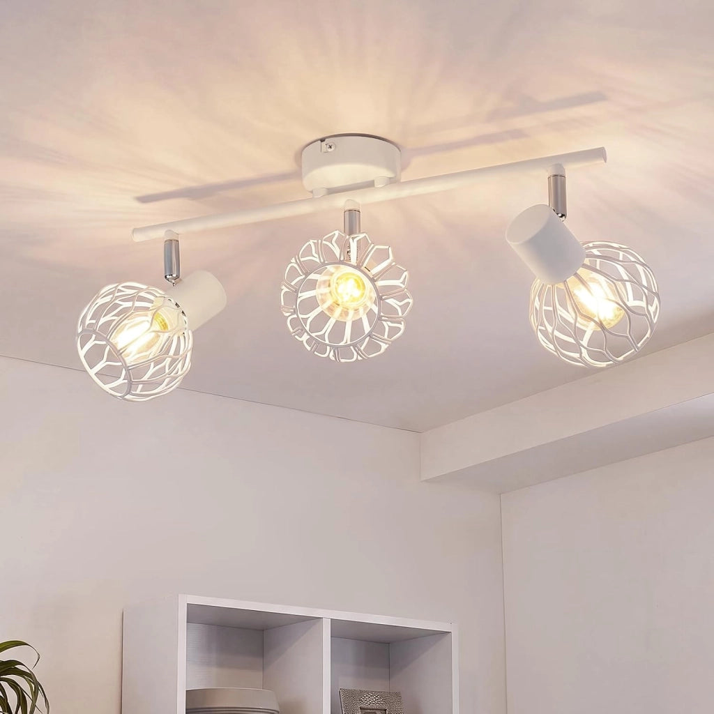 ZMH Faretto da Soffitto 3 Luci Bianco E14 Metall Orientabile 350¡ã per Cucina Soggiorno Corridoio Senza Lampadina
