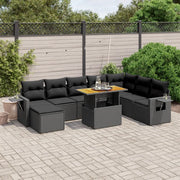 Set Divani da Giardino 9 pz con Cuscini Nero in Polyrattancod mxl 113028