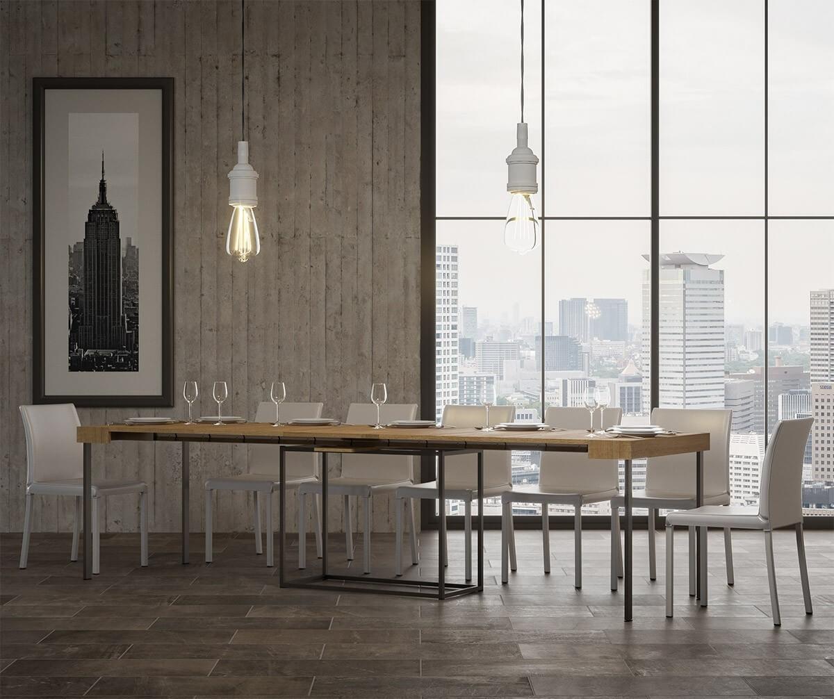 Consolle Allungabile in Legno e Ferro H77x40x90/300cm Itamoby Nordica Cemento Classica