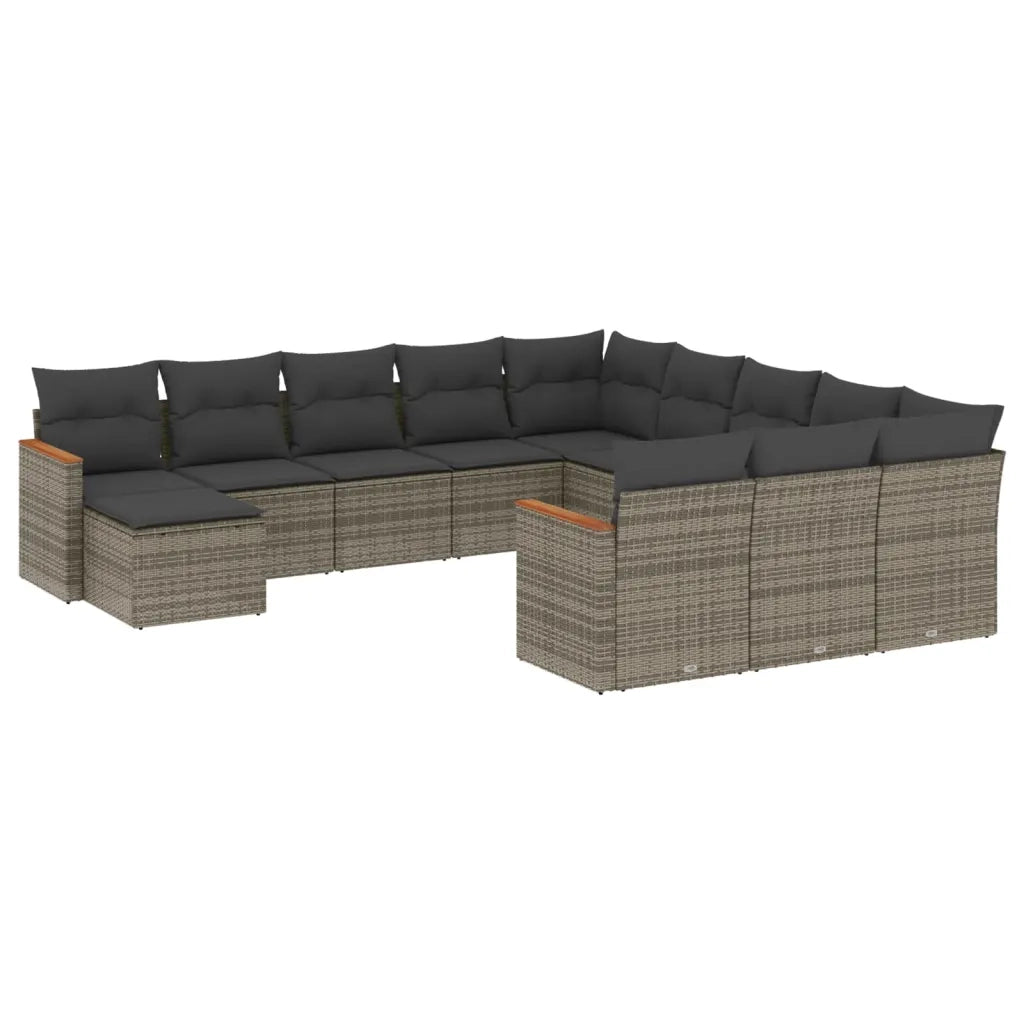 Set Divani da Giardino 12 pz con Cuscini Grigio in Polyrattan 3258987