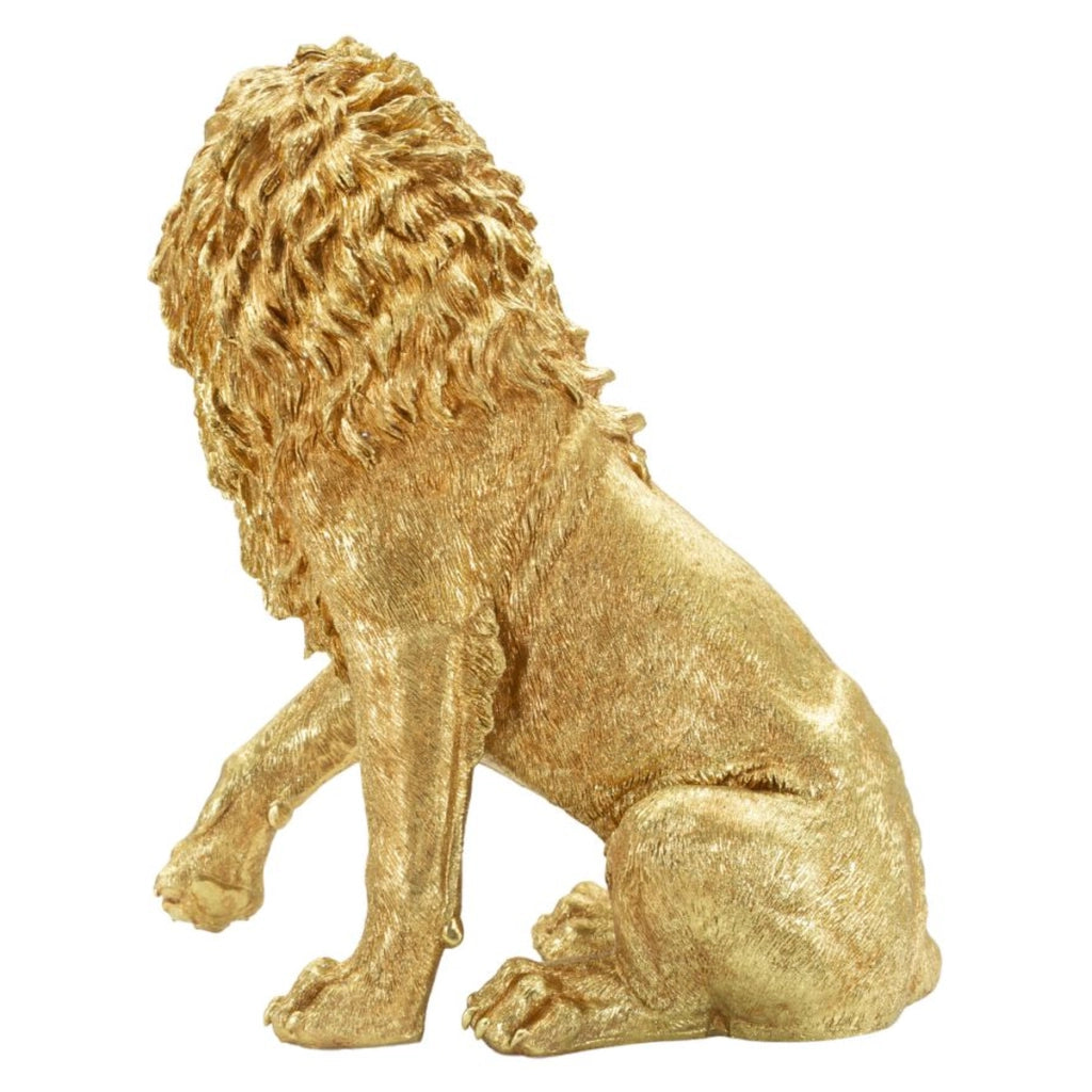 Scultura Leone 2, Oro, Poliresina, 45x29x55 cm