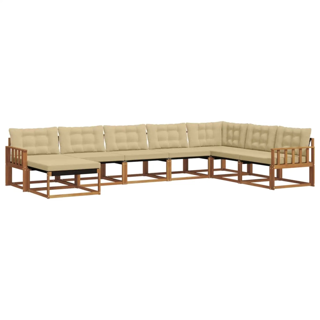 Set di divani da esterno con cuscino 8 pcs Naturale e Beige