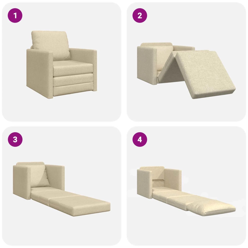 Divano letto | Sof¨¤ letto | Letto singolo Crema 74 x 77 x 81 cm Tessuto