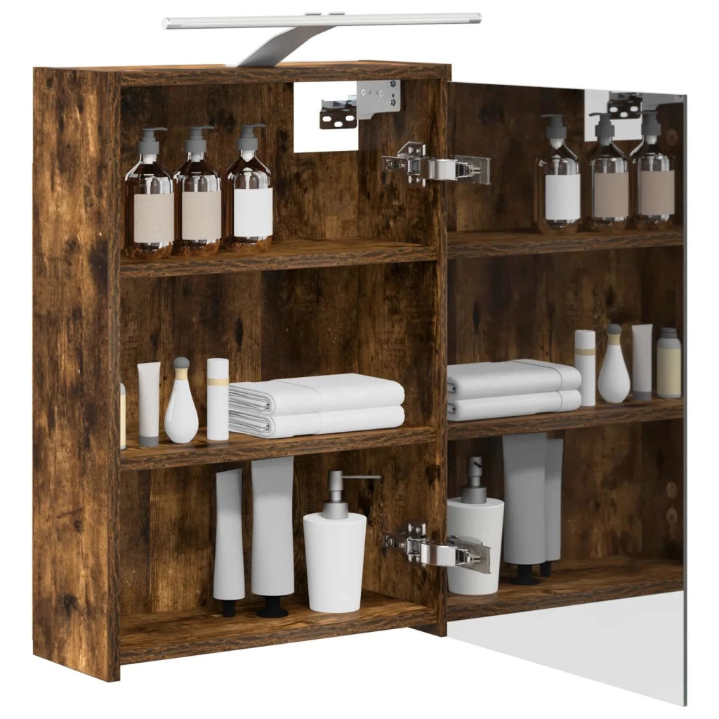 Mobiletto per specchio da bagno Rovere fumé 43 x 16 x 62.5 cm 889147