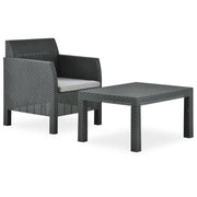 Set Divano da Giardino 2 pz con Cuscino in Rattan PP Antracite cod mxl 40588