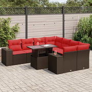 Set Divani Giardino 9 pz con Cuscini Marrone Polyrattan Acacia 3326775