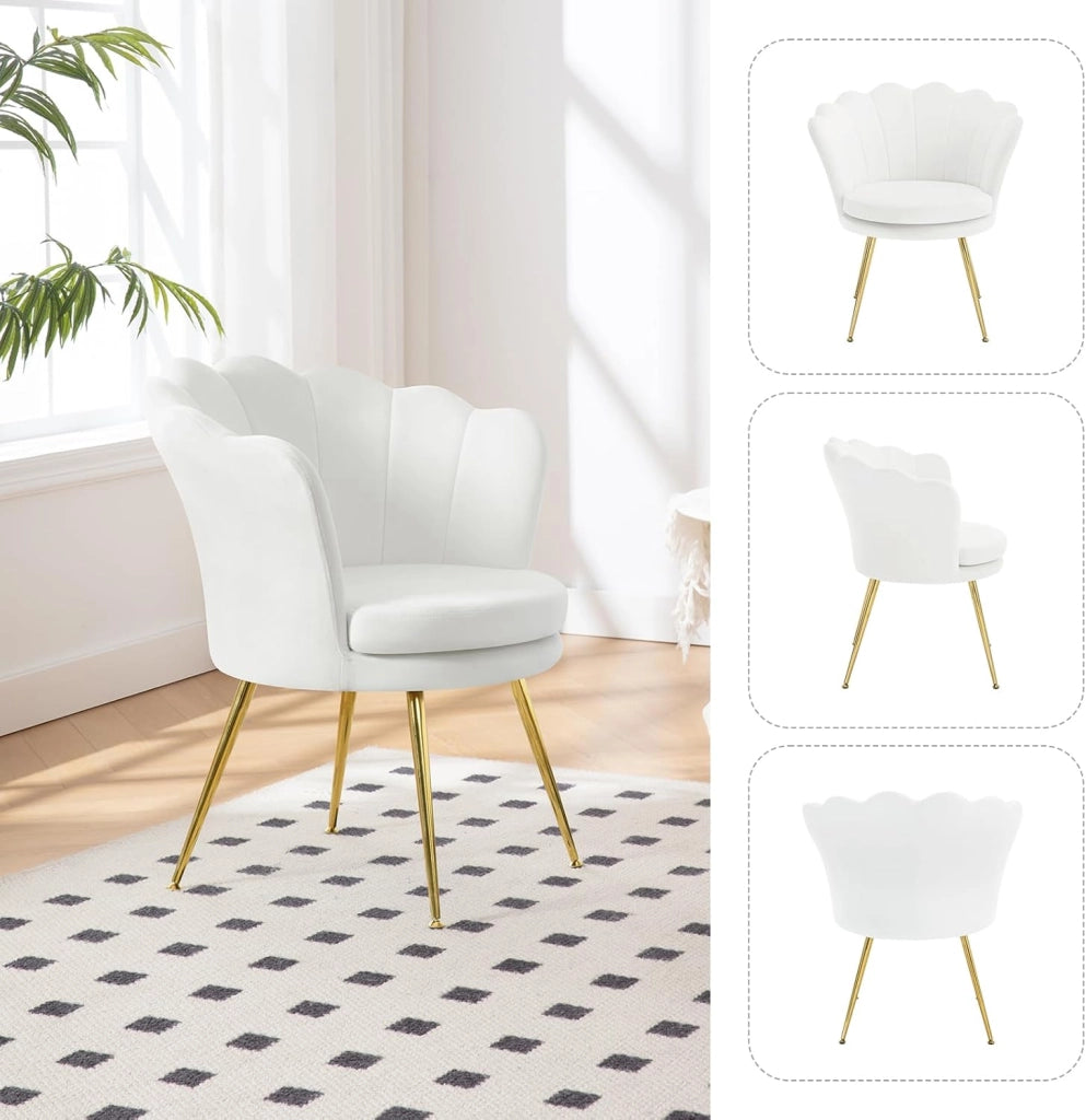Poltrona Relax a Forma di Petalo, Poltrona Reclinabile per Camera da Letto, Salotto, con Gambe in Metallo, Portata 150 kg, Bianco