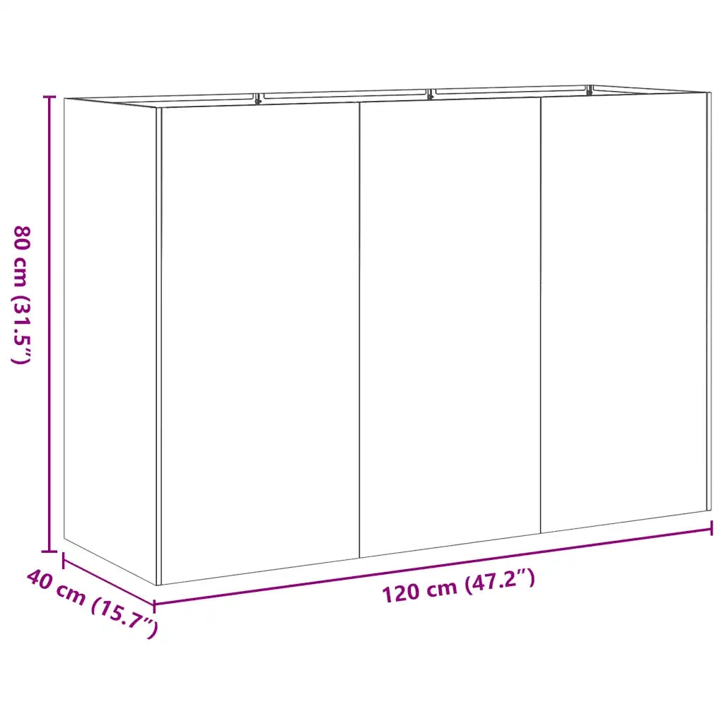 Fioriera Nera 120x40x80 cm in Acciaio Laminato a Freddo 860717