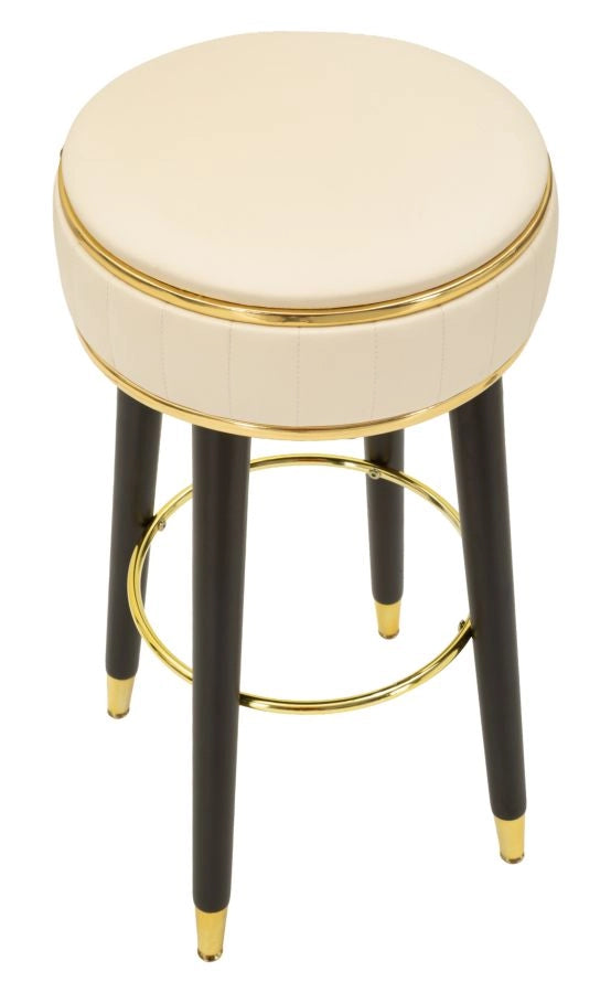 Sgabello Bar London Crema 37x38x74 cm in Pino e MDF e Spugna e Metallo e PU
