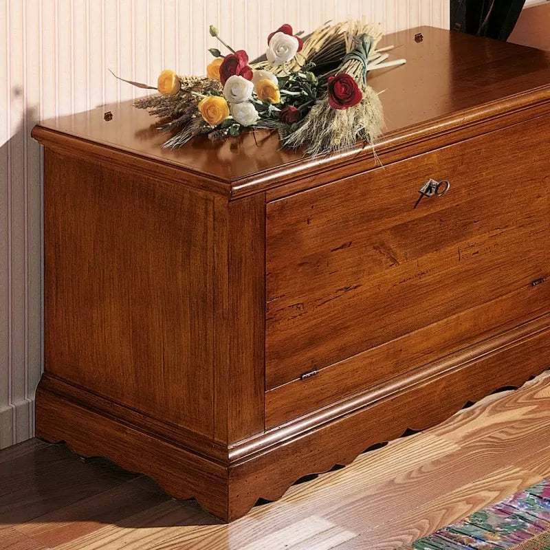 Cassapanca doppia apertura classica in legno grezza l.100 p.43 h.50 (716) - Mobili 2G