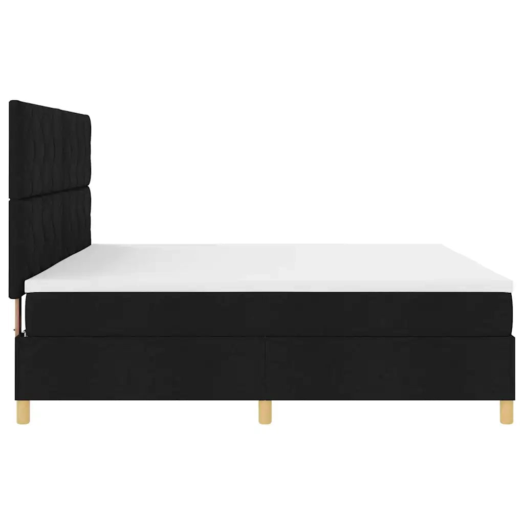 Letto a Sorgente LED con materasso Nero 200 x 200 cm Tessuto