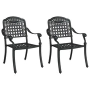 Sedia da Giardino 2 pz | Sedie da Esterno Nero 55 x 56,5 x 91cm Alluminio