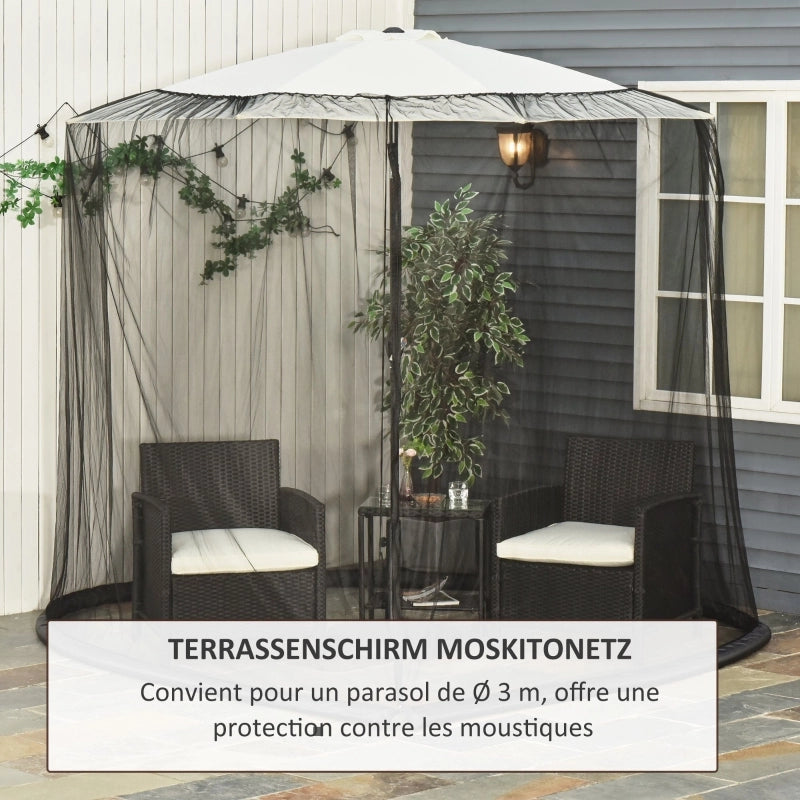 Zanzariera per ombrellone, rete antimosche, zanzariera, nera, ?3 x H2.3 m