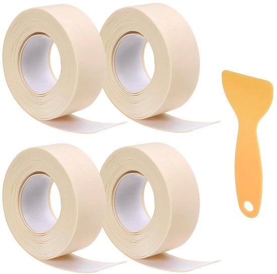 Tappetino a doppia adesione in PVC impermeabile per cucina e bagno - 4 rotoli, 1,5 x 25,5 m - Beige