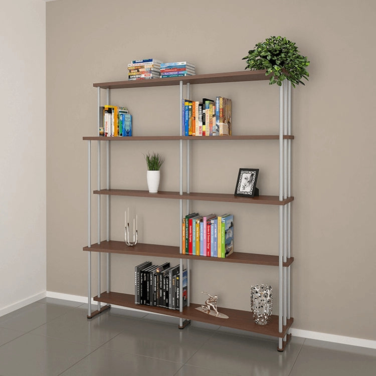 LIBRERIA MENSOLA SCAFFALE IN LEGNO MODELLO SMILE CON 5 RIPIANI CARICO MAX 1000 FINITURA NOCE L.150  x P.35/22 x H.190 MADE IN ITALY 