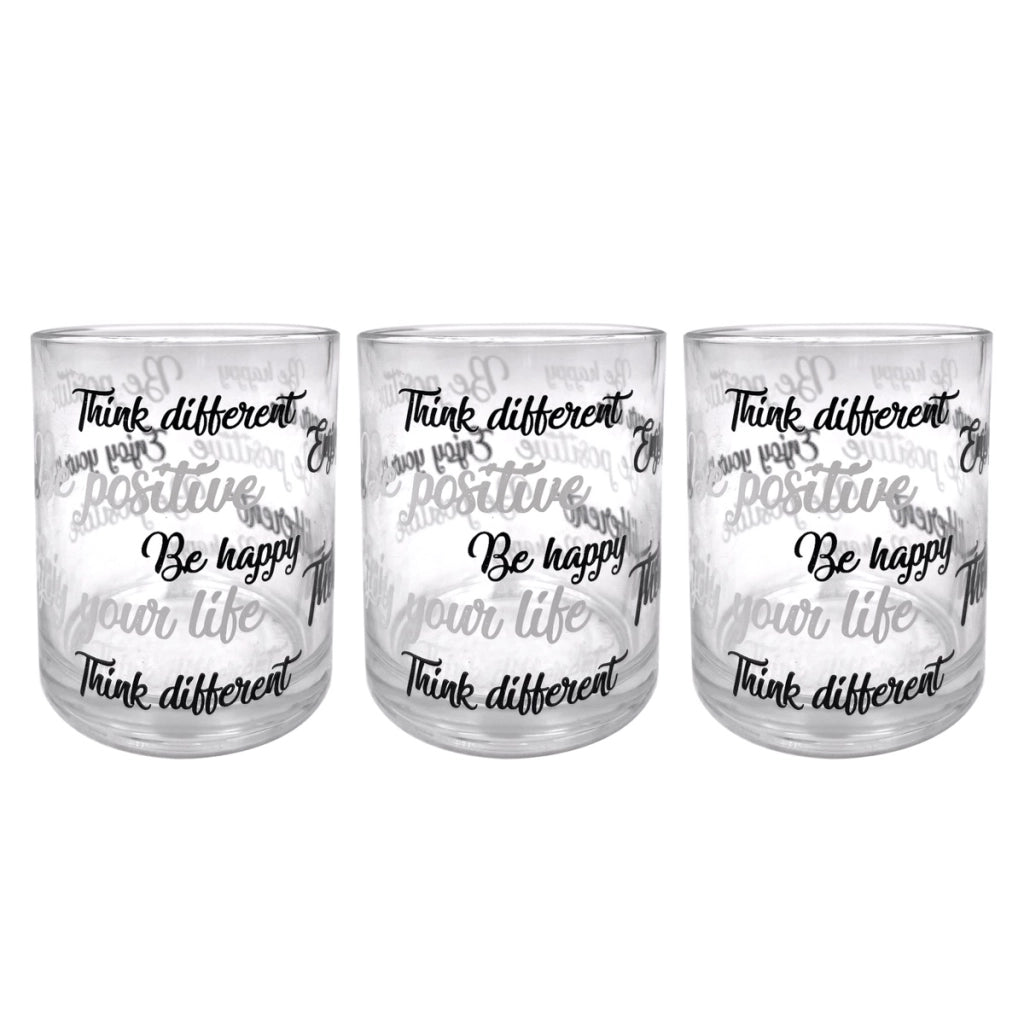 MAURY'S SET 6 DI BICCHIERI IN VETRO ENJOY PER ACQUA CON SCRITTE NERE