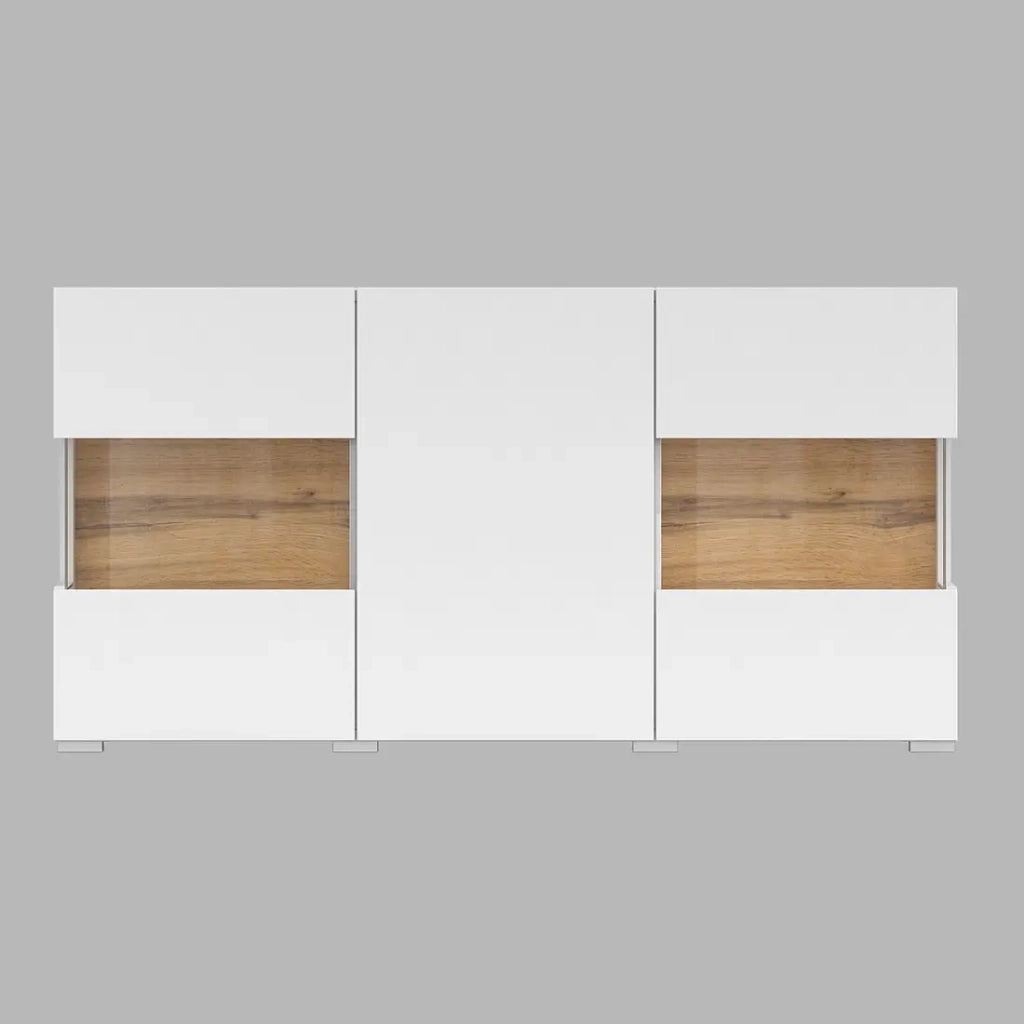 Credenza 120cm collezione EVA a 3 porte. Colore bianco e rovere.