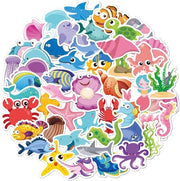 Etichette 50 pezzi - Etichette Animali - Etichette in Vinile Idrorepellente - Etichette di Animali di Mare - Etichette per Ragazze - Etichette Rimovibili - Etichette Decorative