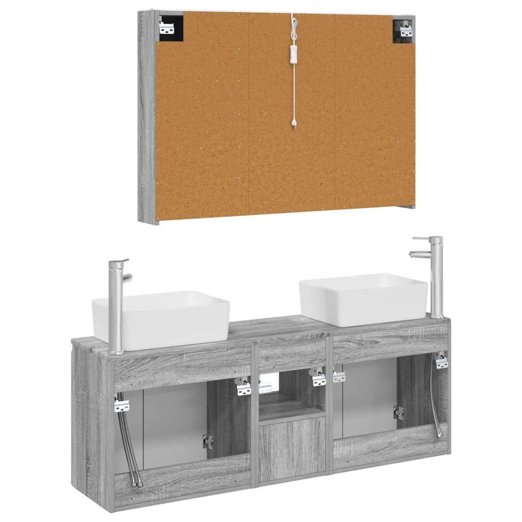 Set di Armadi da Bagno 4 pcs Sonoma grigio Legno ingegnerizzato 3406428