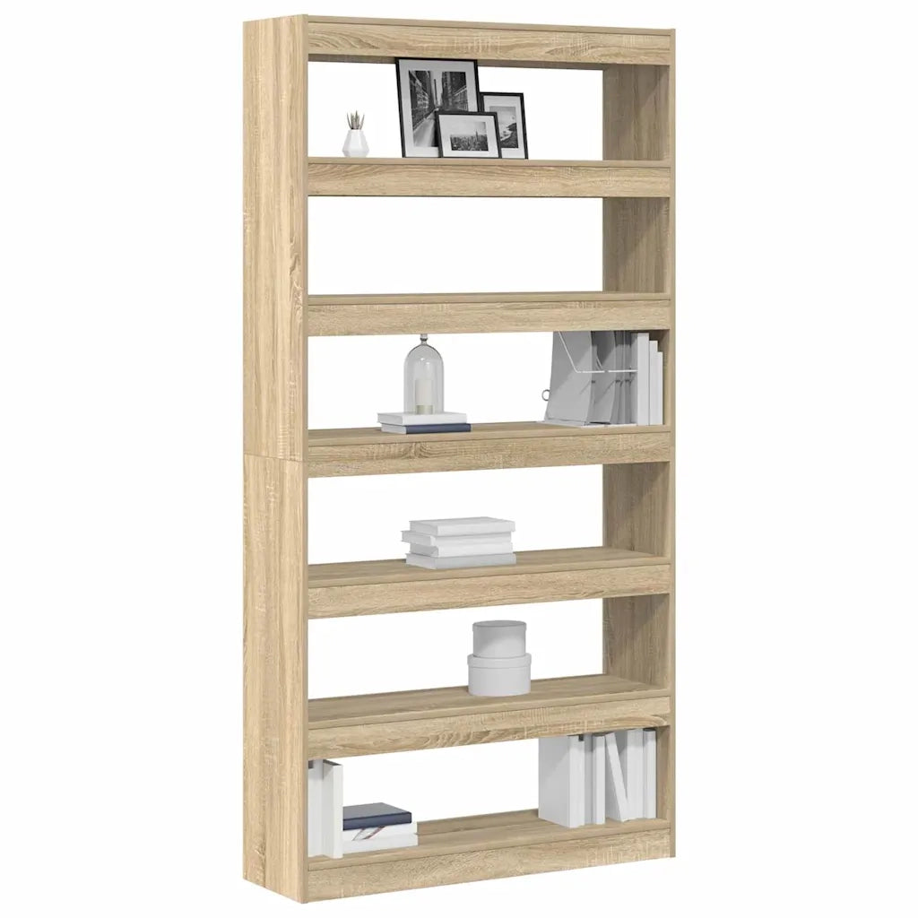 Armadio per Libri 6 livelli 100 x 30 x 198 cm Rovere Sonoma 3333926