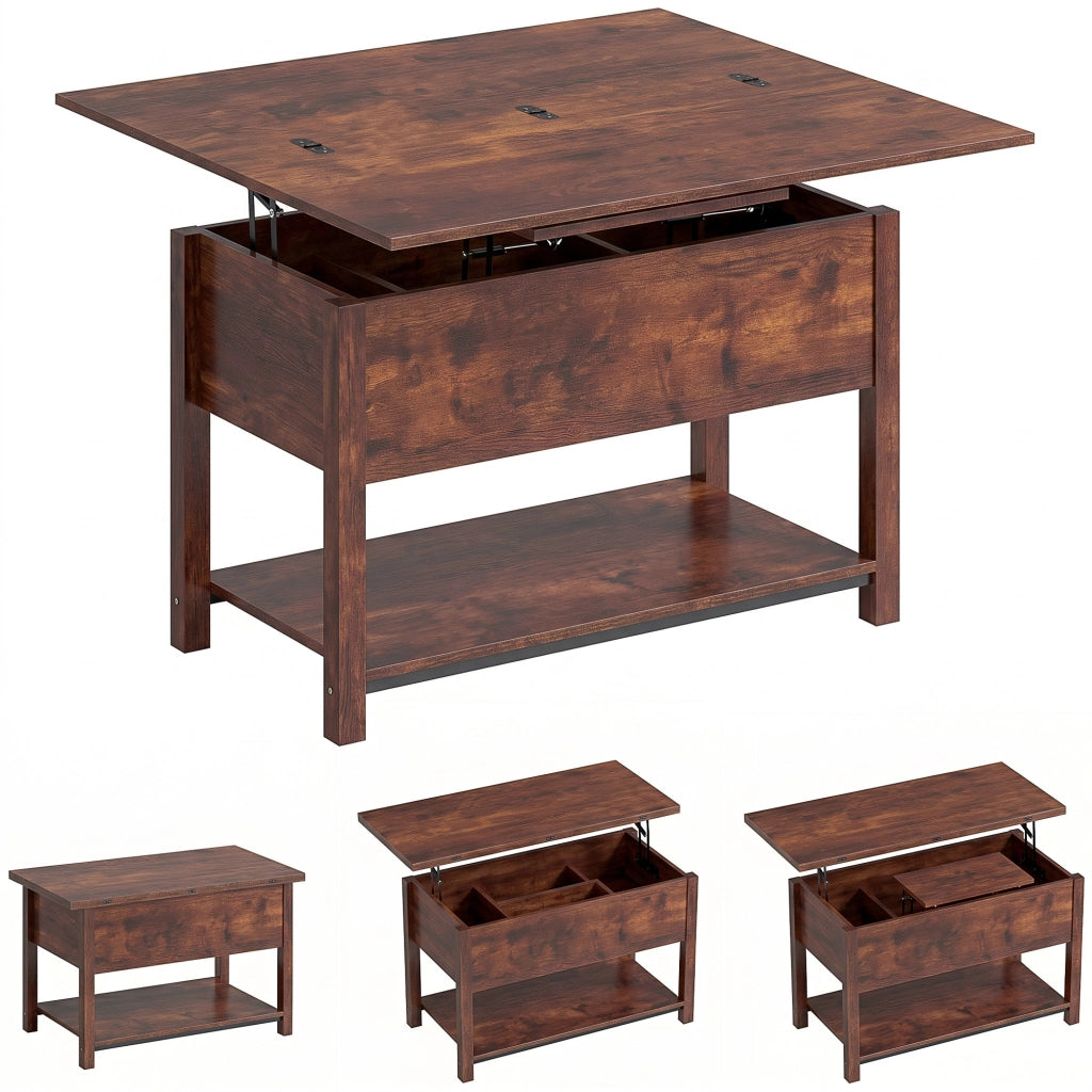 Tavolino da salotto allungabile a scomparsa ¨C zephmum ¨C 100x45x50,5cm marrone rustico