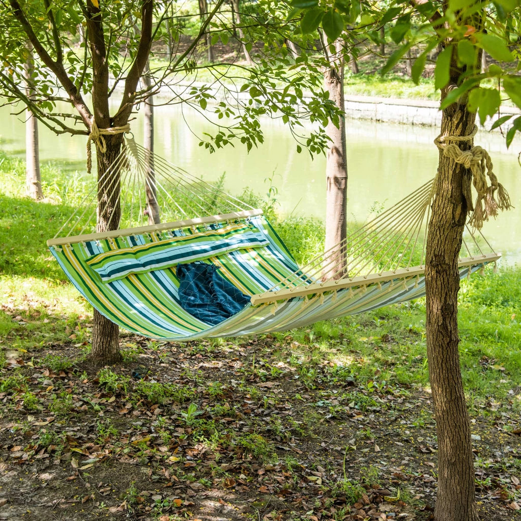Amaca da Giardino per 1-2 Persone Max 180kg da Interni ed Esterni con Cuscino Removibile 400x140cm