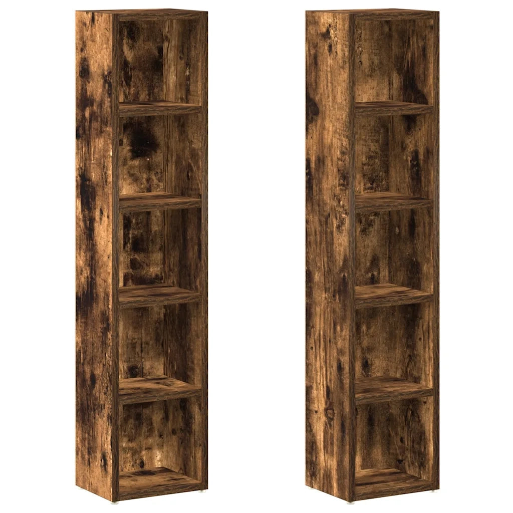 Mobili Porta CD 2pz Rovere Fumo 21x16x93,5cm Legno Multistrato 815318