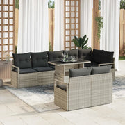 Set Divano da Giardino 9 pcs Grigio chiaro Poly Rattan 3357585