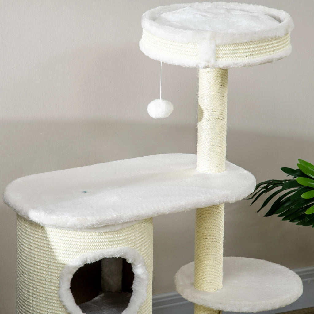 Tiragraffi con letto e giocattolo per gatti ¨C zephmum ¨C 59x35x100 crema