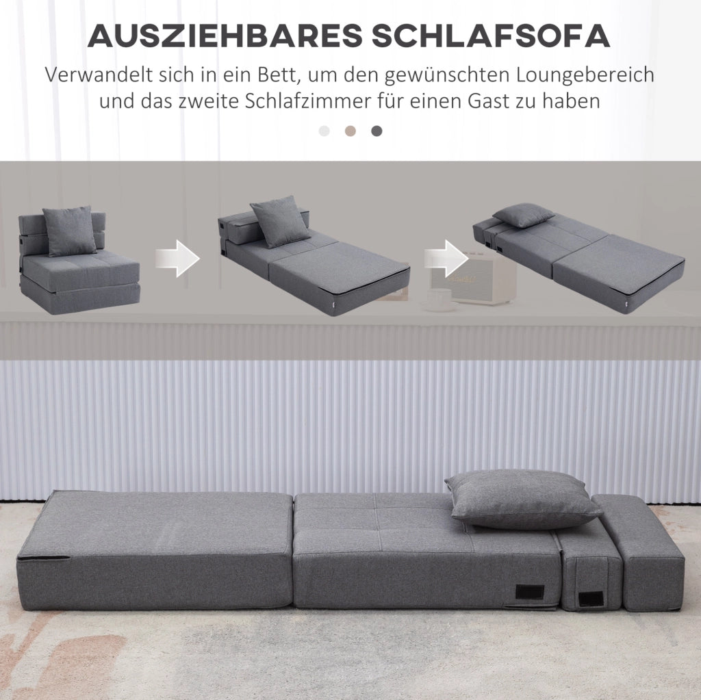 Poltrona letto pieghevole 2 in 1 grigio scuro