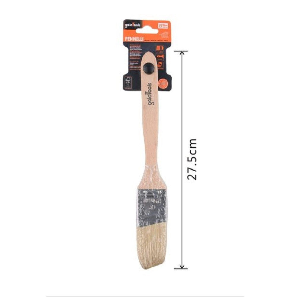Trade Shop - Pennello Piatto 27.5 Cm Obliquo Con Manico Legno Setole Lunghe Da Pittura 90214 -