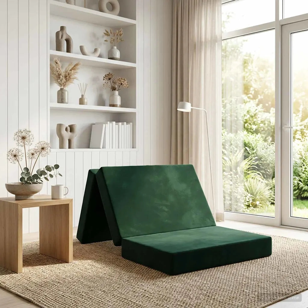 Divano Letto Pieghevole 90 x 67 x 45 cm Verde Scuro