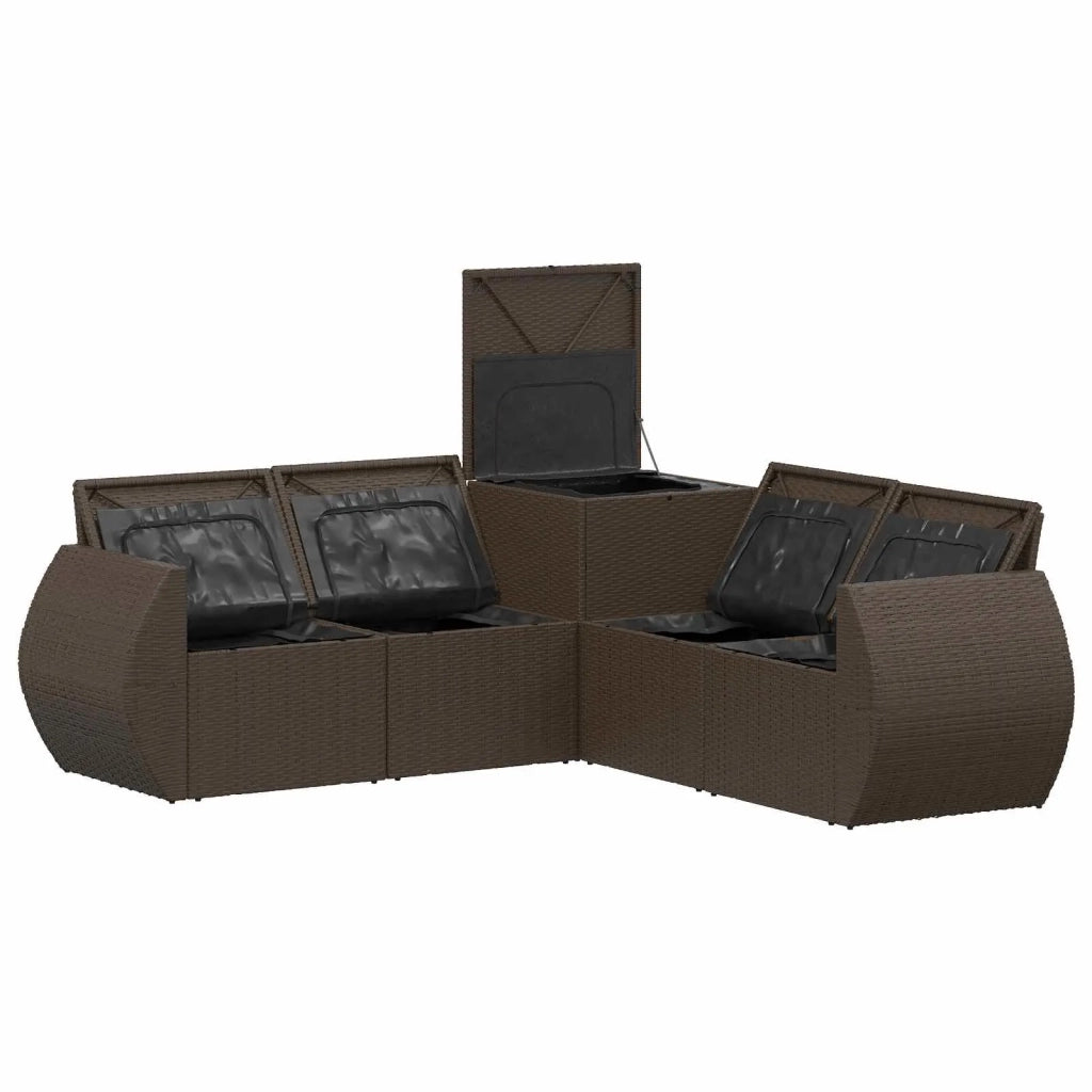 Set di divani 5 pz Marrone e Bianco Crema 3447896