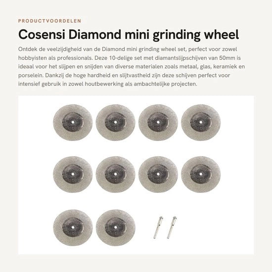 Set di ruote abrasive a diamante mini - 10 pezzi - 50mm - ruote per taglio - adatto per metallo, vetro, ceramica - universale.