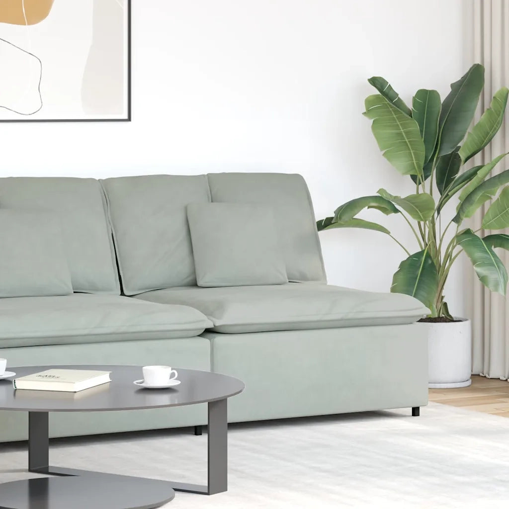 Modulo Centrale Divano Modulare con Cuscini Grigio Chiaro 100cm CFW2751100