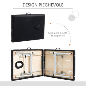 Lettino da Massaggio Fisioterapia 1 Snodo 185x70,1x80 cm in Legno  Nero