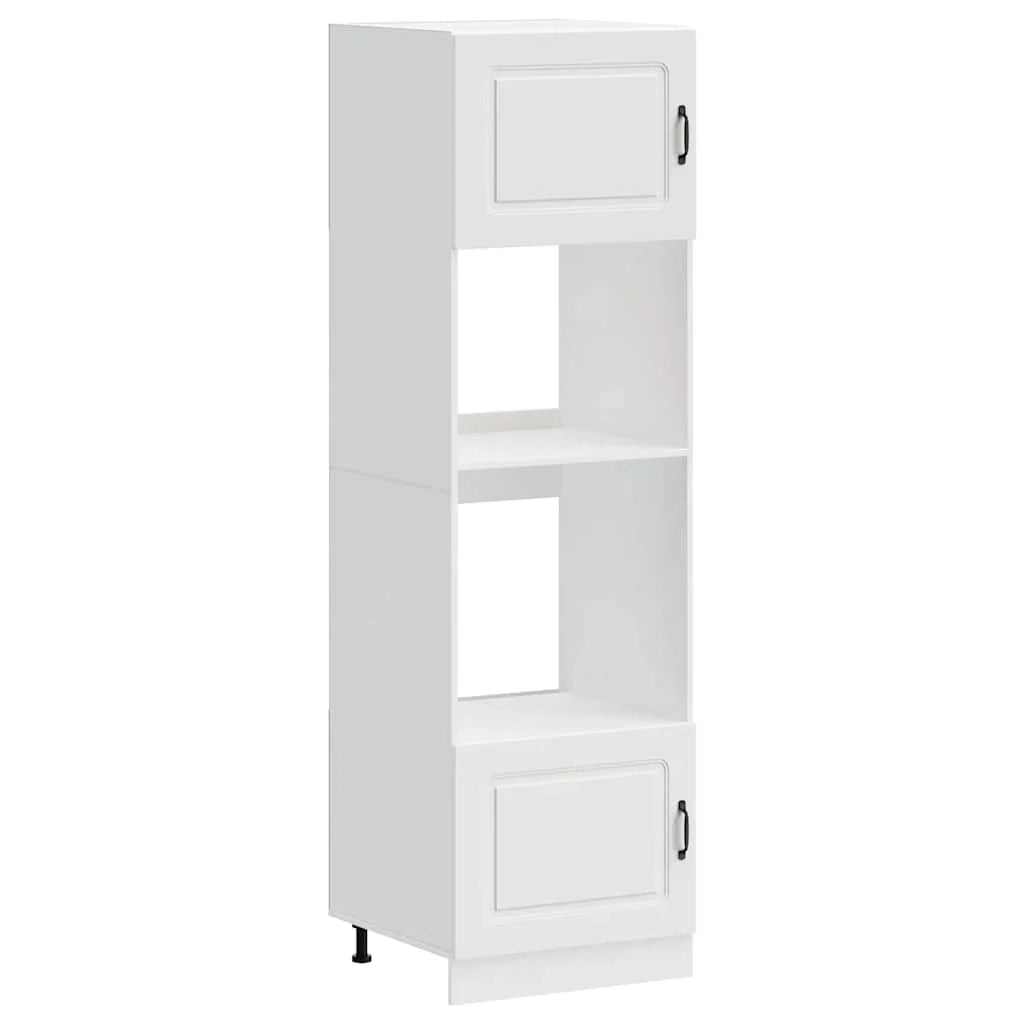 Set di 2 mobili forno compatti con piedini regolabili 60 x 57 x 207 cm legno composito bianco 02_0055696