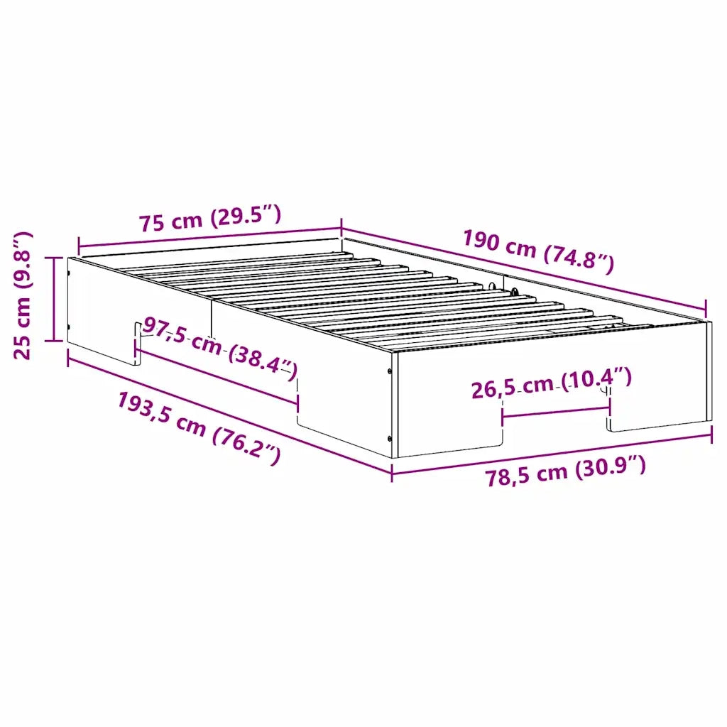 Struttura del letto-Giroletto Marrone 75 x 190 cm 756948